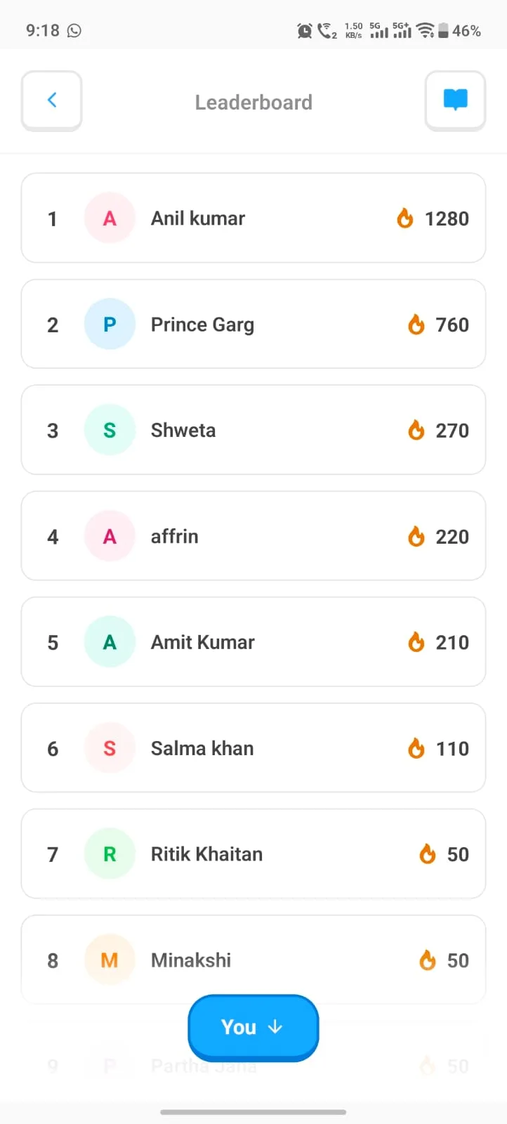 Krutsha AI Student Leaderboard and Streaks