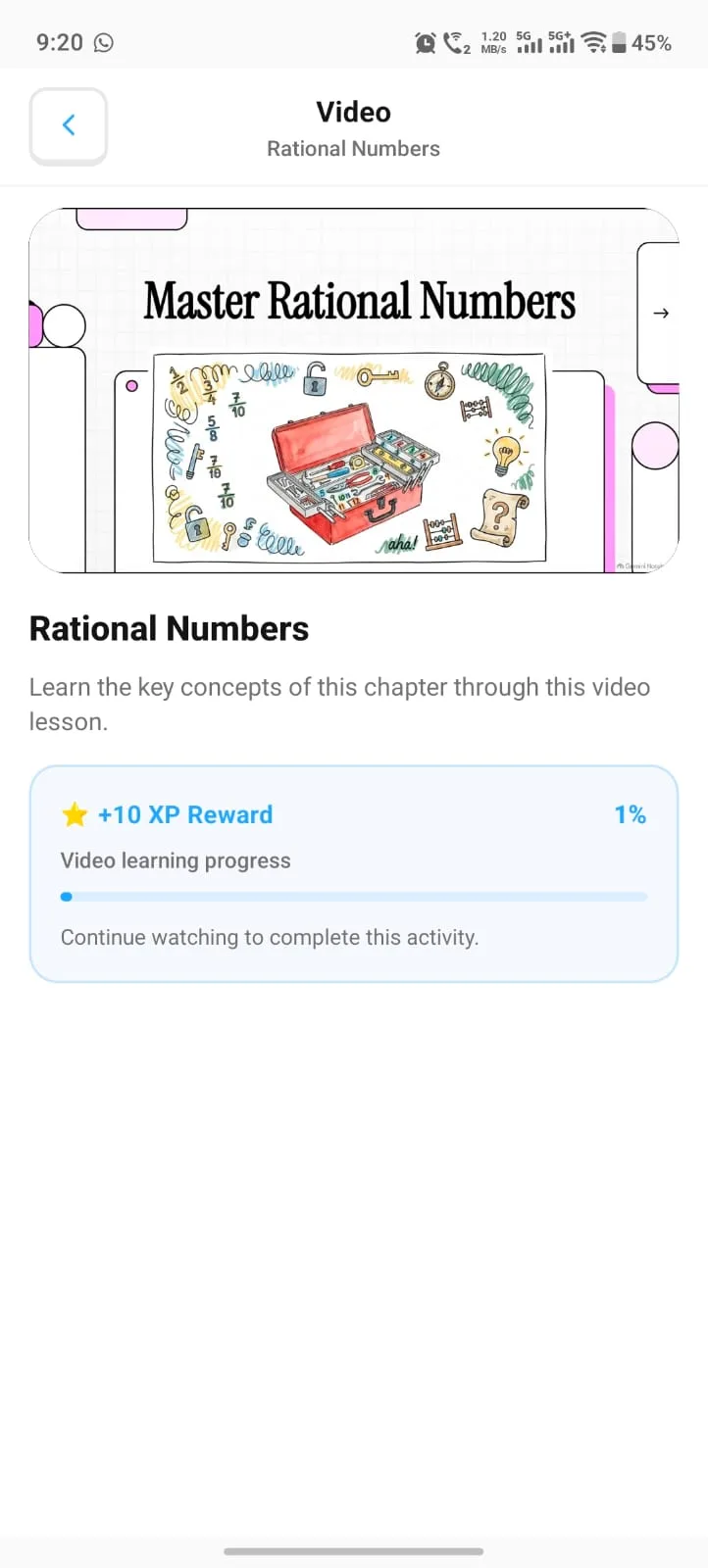 Krutsha AI video lesson completion with XP reward